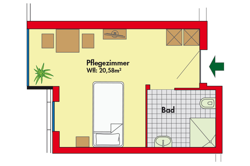 Pflegezimmer im Fichtenhaus